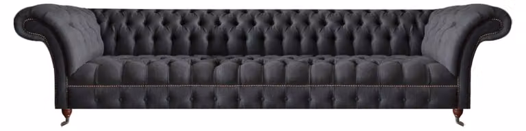 Schicke Schwarze Chesterfield Sitzmöbel Designer Textilcouch Viersitzer