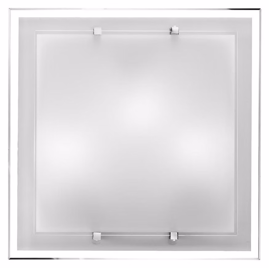 Plafoniera in vetro bianco 40x40 cm, 3xE27 Max 40W, design moderno ed elegante per illuminazione d'interni, finitura minimalista - Perenz
