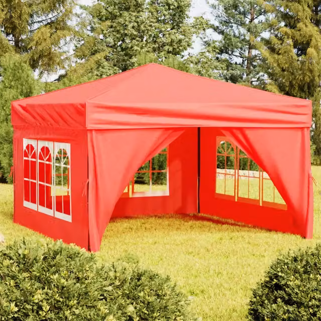 Tenda per feste pieghevole con pareti laterali vidaXL rossa L/P/H: 3 x 3 x 2,45 m