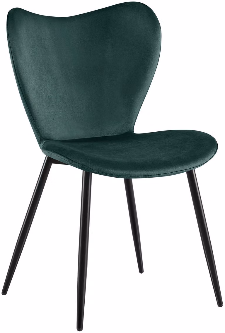 Sedia da pranzo Maika, imbottita, con schienale, portata massima 150 kg, colore verde. Materiale: velluto