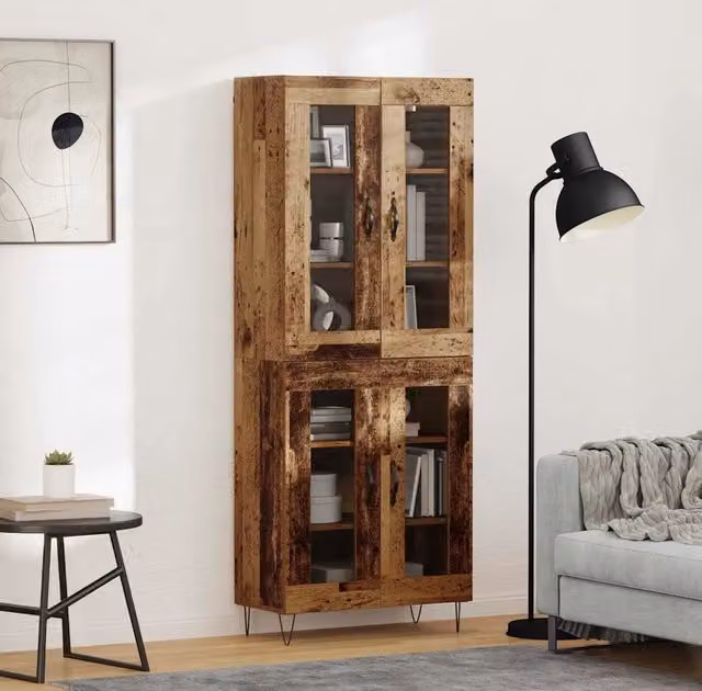 Credenza moderna vidaXL in legno e metallo color marrone L: 69,5 cm, P: 34 cm, H: 90 cm