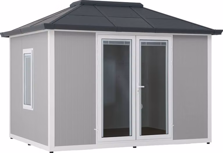 Capanno da giardino Sunjoy in alluminio/acciaio 3x4 RIGA - 302cm x 386cm, grigio