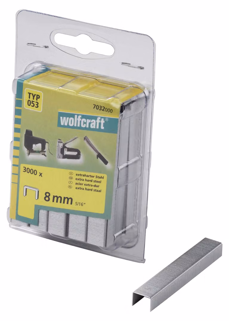 Wolfcraft Graffe larghe per graffatrice altezza 8 mm 3000 pz 7032000