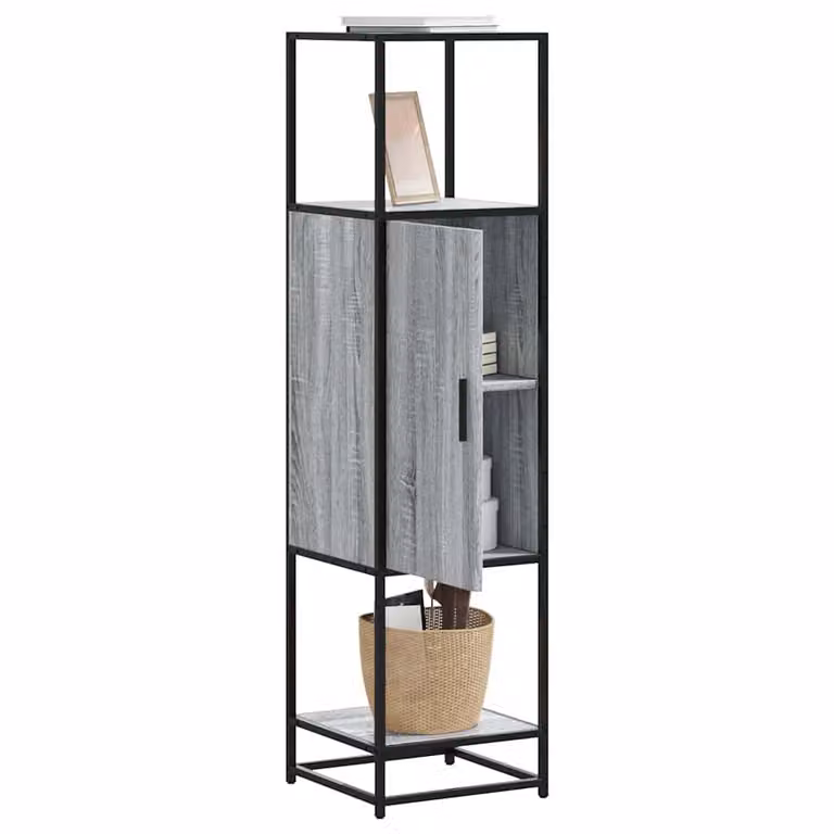 Credenza a parete vidaXL in stile industriale in legno e metallo grigio, L/P/H: 35,5 x 35,0 x 139,0 cm