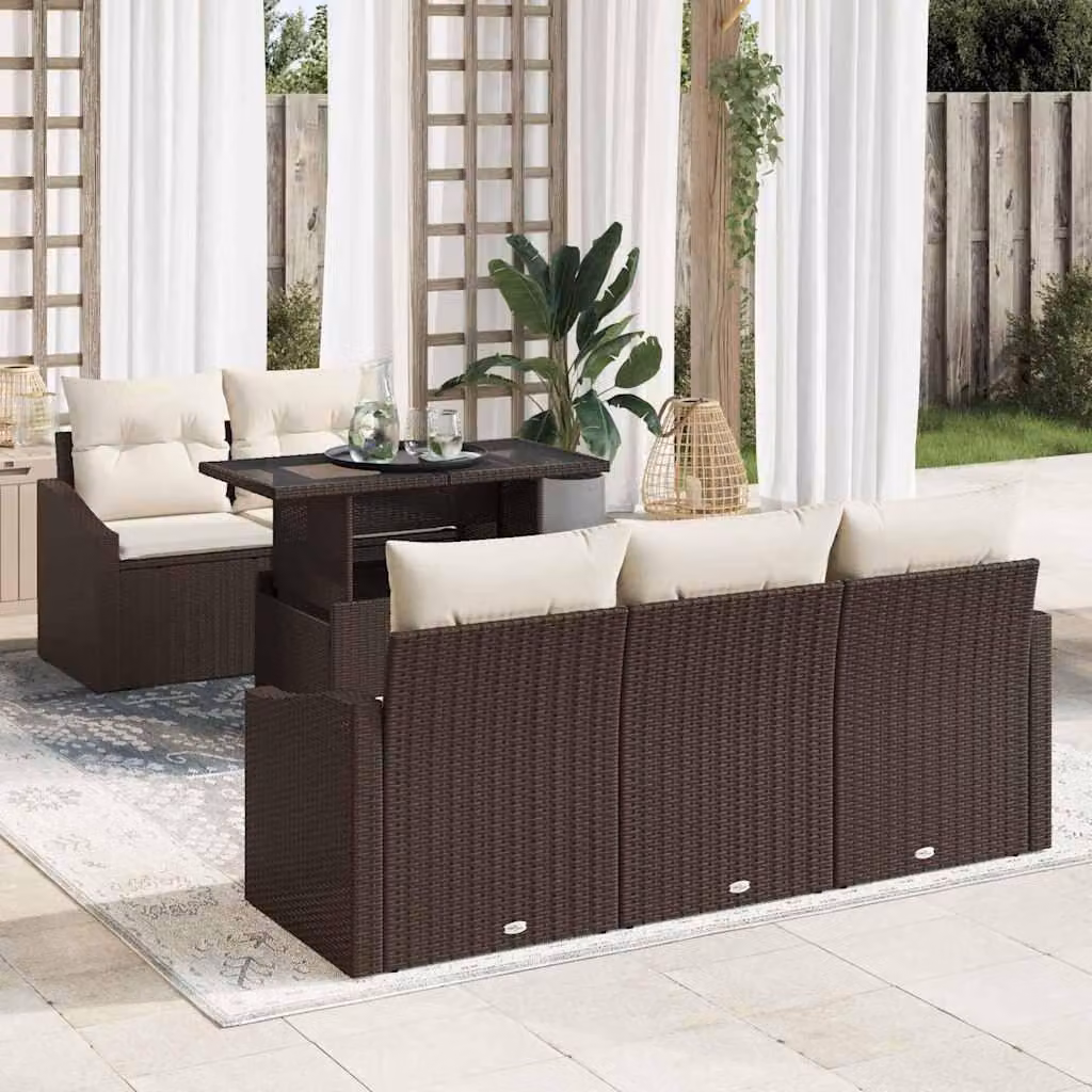 Maison Exclusive - Set da giardino con divano, 6 pezzi, color marrone, in rattan sintetico