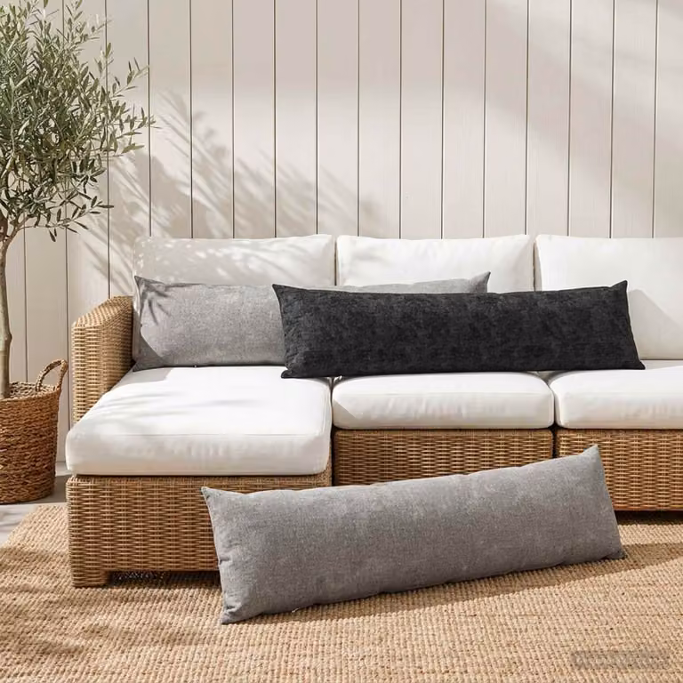 Set di 2 federe vidaXL HEERLEN in tessuto chenille color antracite, L 145 cm x L 40 cm