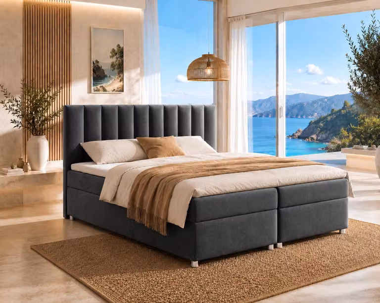 Best For Home Trinity K-10 letto a molle insacchettate | letto con rete a molle Bonell incl. topper | letto imbottito 160x200 con consegna a domicilio