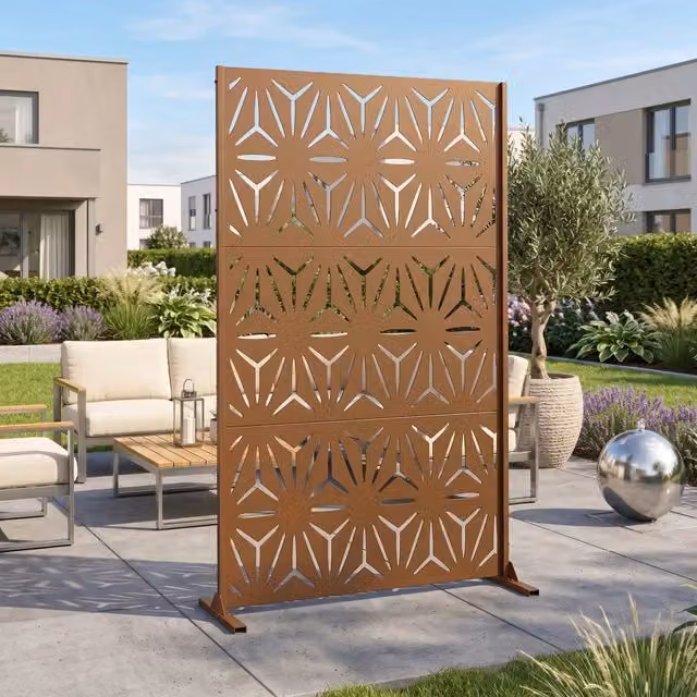 Pannello Divisorio Kilsturd in Acciaio Zincato con Motivo Decorativo 180x120 cm - Marrone casa.pro