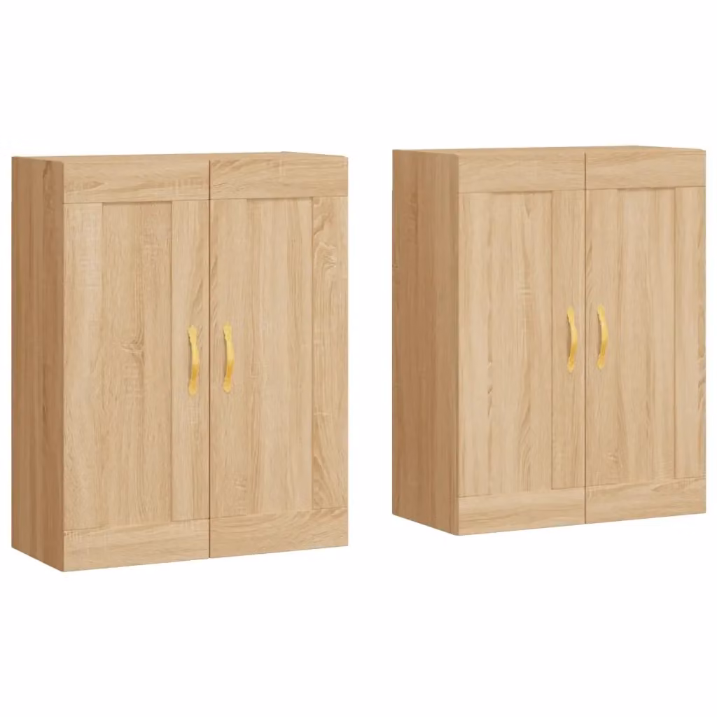 Set di 2 armadietti a parete vidaXL in legno e metallo colore rovere, design moderno con ante a battente per bagno – 2