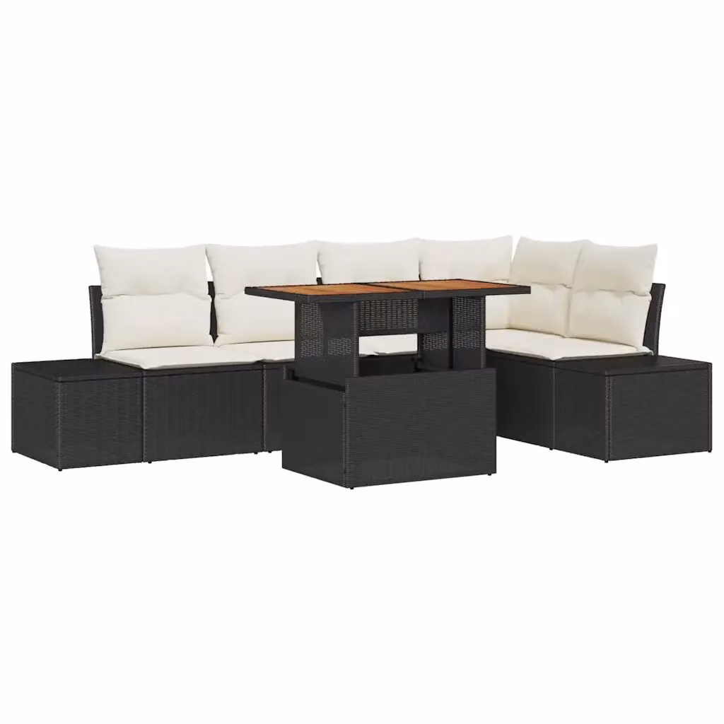 Set Divano da Giardino a L vidaXL in Rattan Nero con Tavolino e Contenitore per Cuscini – 2