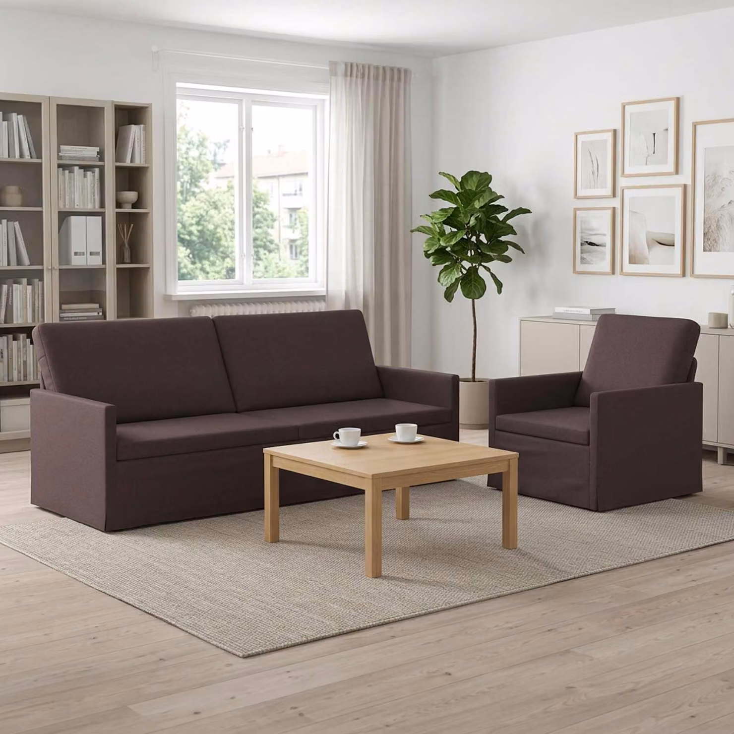 vidaXL Set di divani 2 pcs Marrone Scuro Tessuto