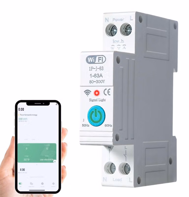 Contatore di energia - Interruttore intelligente - WiFi - 1P 63A - Guida DIN - Tuya