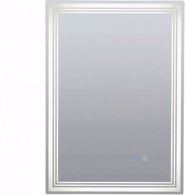 Specchio da bagno rettangolare Design In con LED regolabile, funzione antiappannamento e controllo touch, vetro temperato bianco, L: 70 cm, H: 50 cm