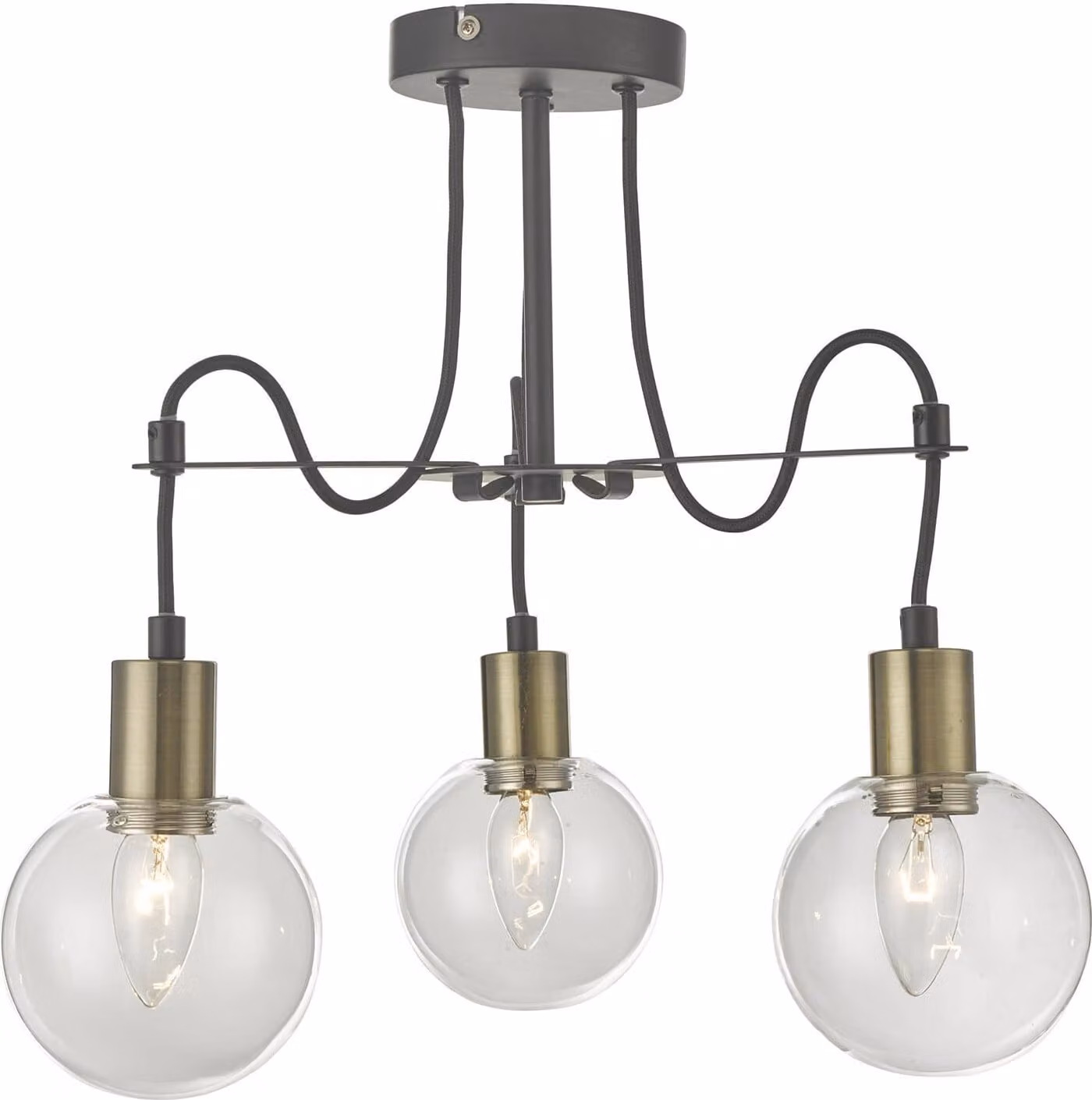 Lampada a sospensione GIANNI marrone-trasparente 3xE14x40W vetro, dimensioni: 43x46x46 cm, IP20, Italux