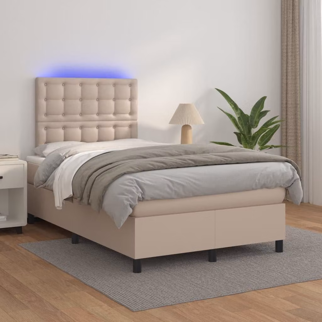 Maison Exclusive - Giroletto Molle Materasso e LED Cappuccino 120x200cm Pelle finta