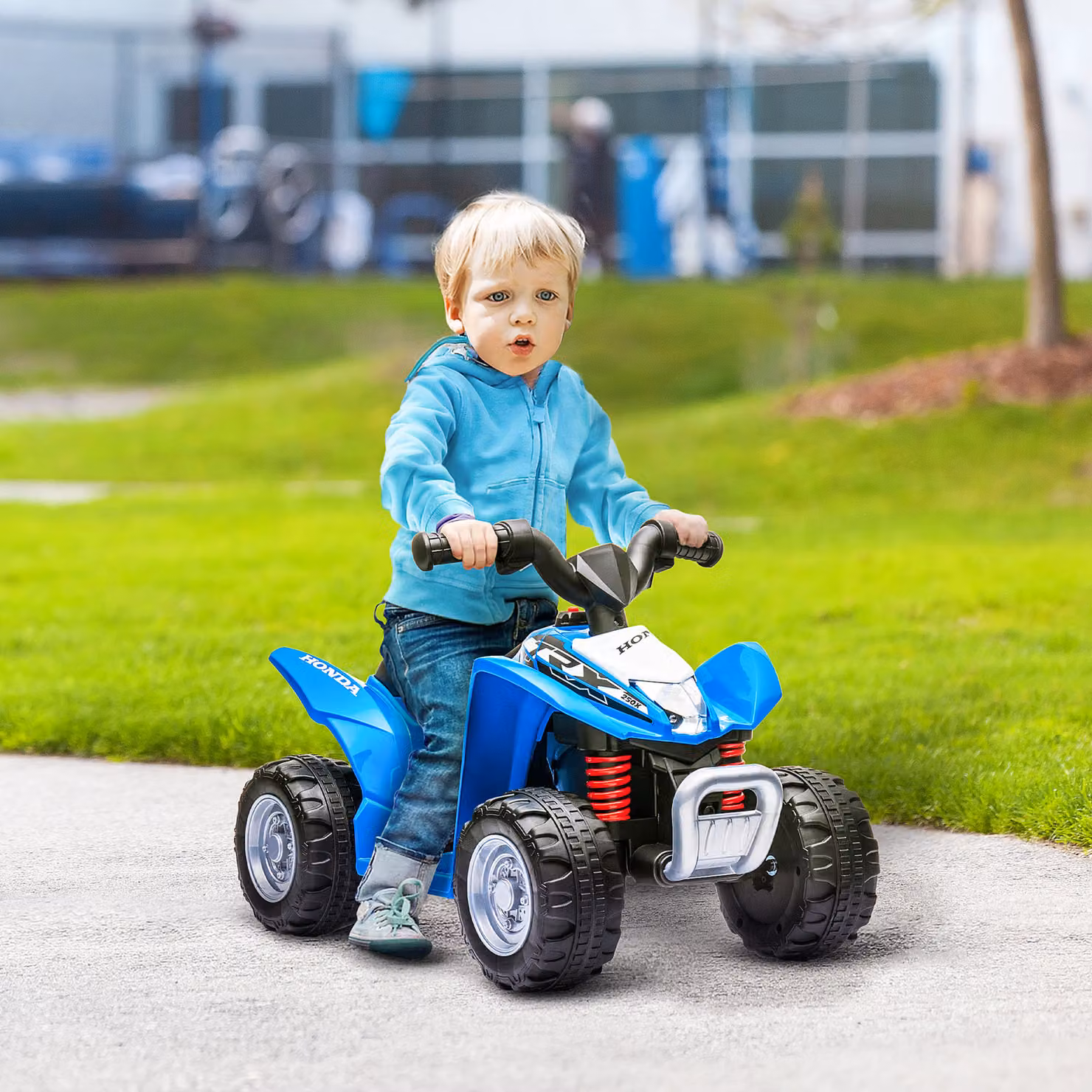 AIYAPLAY Quad Elettrico per Bambini con Luci LED e Clacson, Blu, L 65.5 cm x P 38.5 cm x H 43.5 cm – 2