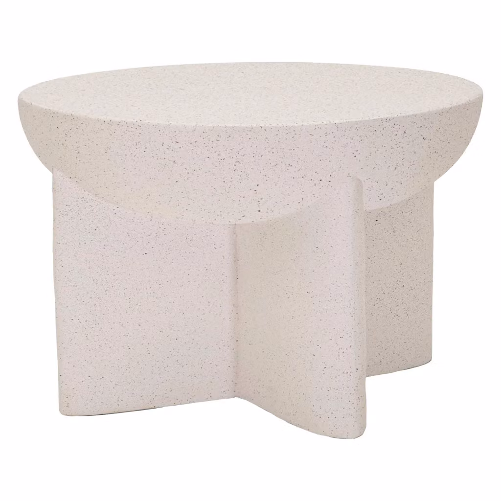 Tavolino da salotto moderno DMORA in ceramica bianca e nera con piano rotondo e finitura opaca, L/P/H: 50 x 50 x 71 cm – 2
