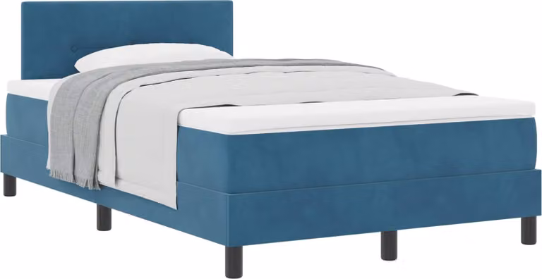 Letto a molle con materasso Blu Scuro 120 x 200 cm Velluto