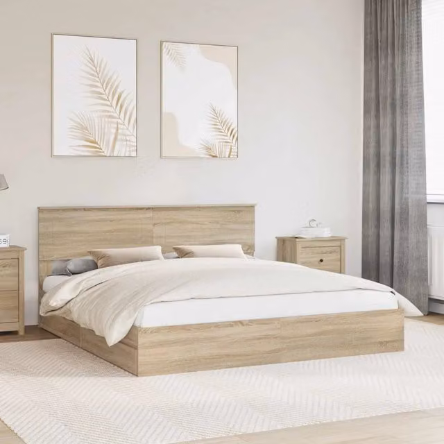 Letto con Contenitore con testiera-Struttura Letto con contenitore Rovere Sonoma 180 x 200 cm 446694