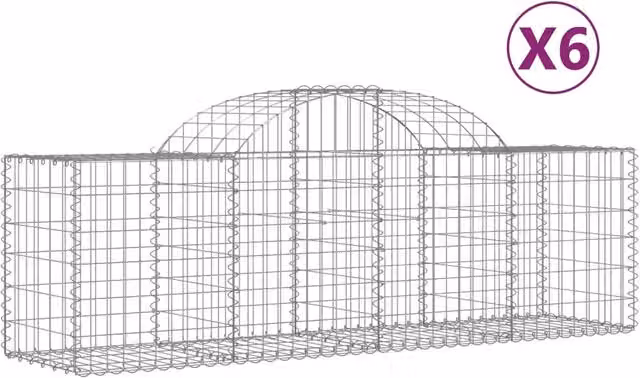 Cesti Gabbioni ad Arco 6 pz 200x50x60/80 cm Ferro Zincato