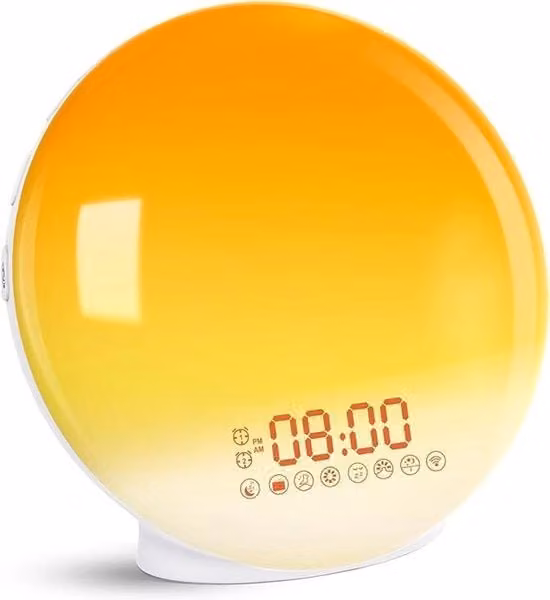 Sveglia con simulazione dell'alba, radio FM e luce notturna LED multicolore per la tua camera da letto