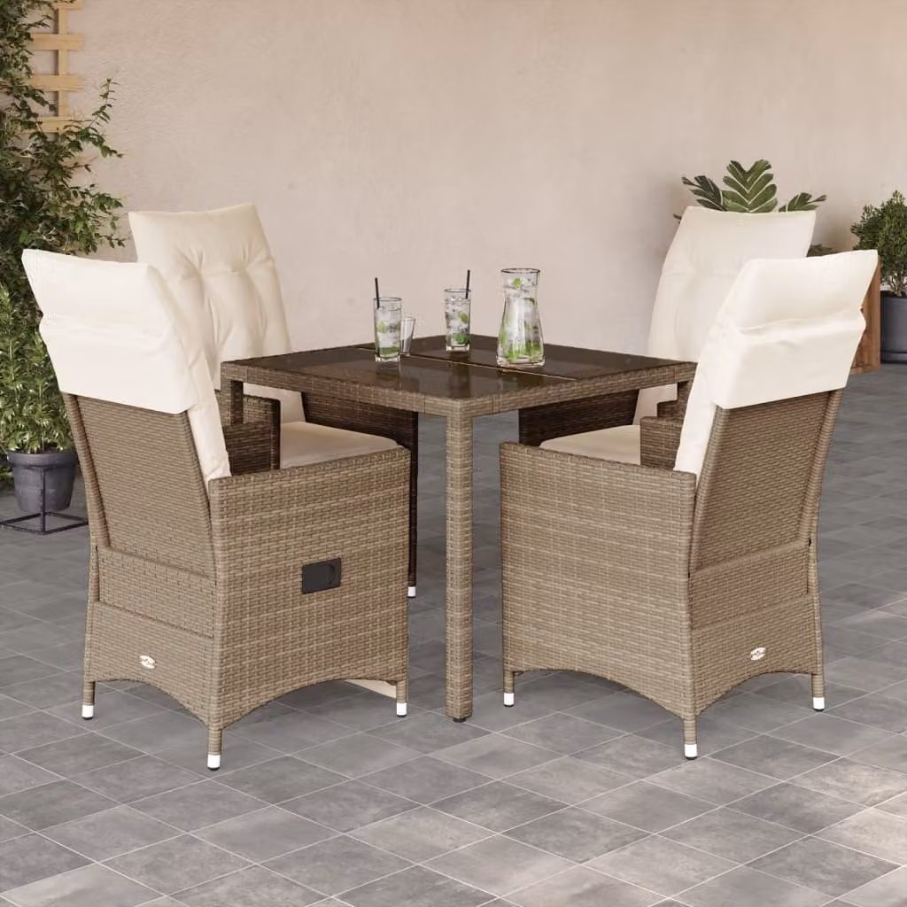 Maison Exclusive - Set da pranzo da giardino 5 pezzi con cuscini in polyrattan beige
