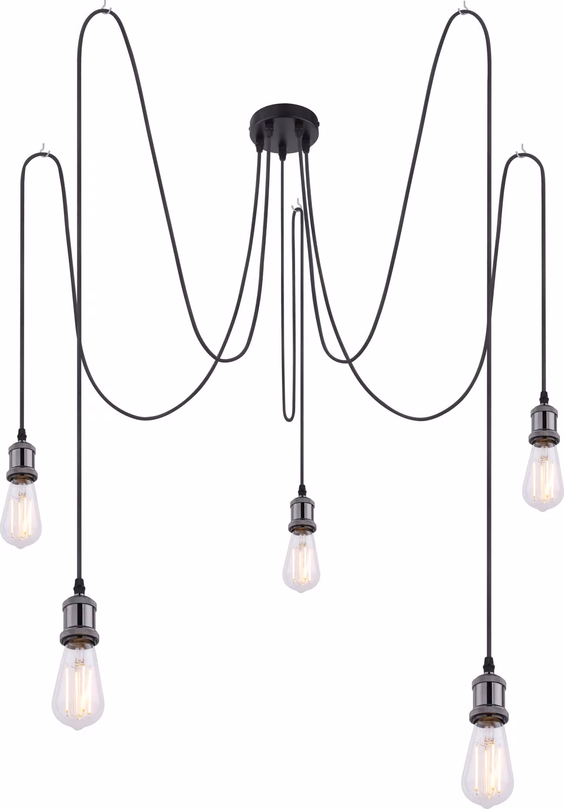 Globo Lighting lampada a sospensione in metallo nero, 5x E27