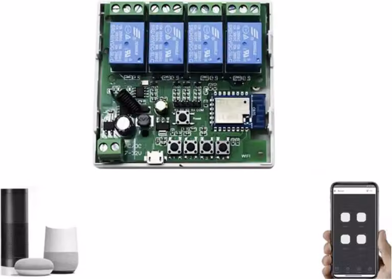 modulo intelligente WLAN / 433 MHz a 4 canali, 7-32 V DC, Tuya