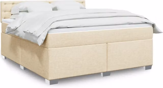 Letto Ibrido con Materasso e Struttura in Tessuto beige e bianco vidaXL L/P: 180 x 200 cm
