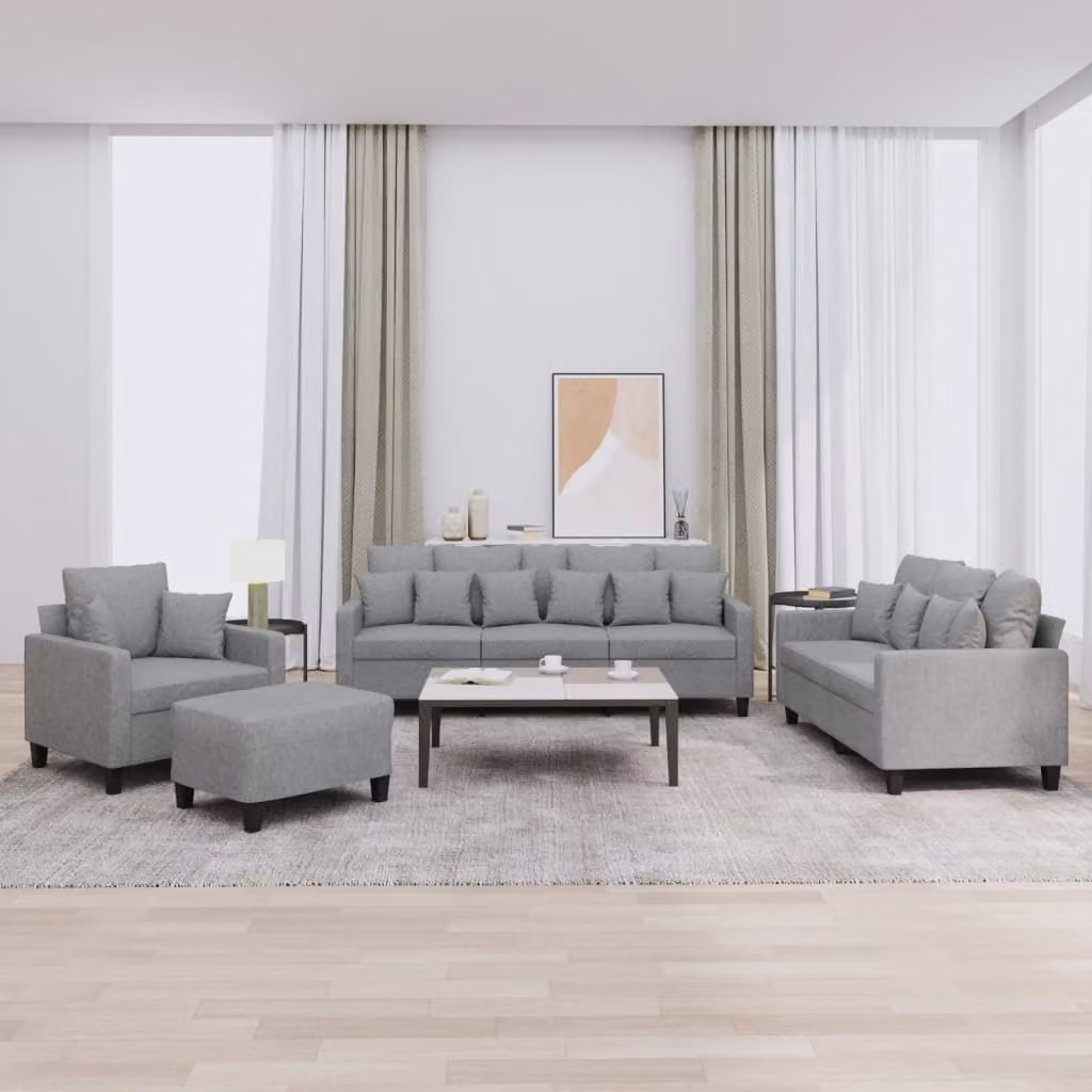 Maison Exclusive - Set divano 4 pezzi con cuscini in tessuto grigio chiaro