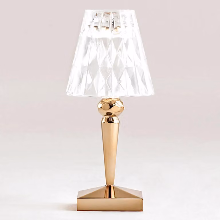 Kartell Lampada LED da tavolo a batteria Battery, 26 cm, oro, IP54 Battery, Ottone / Oro, Plastica, Design
