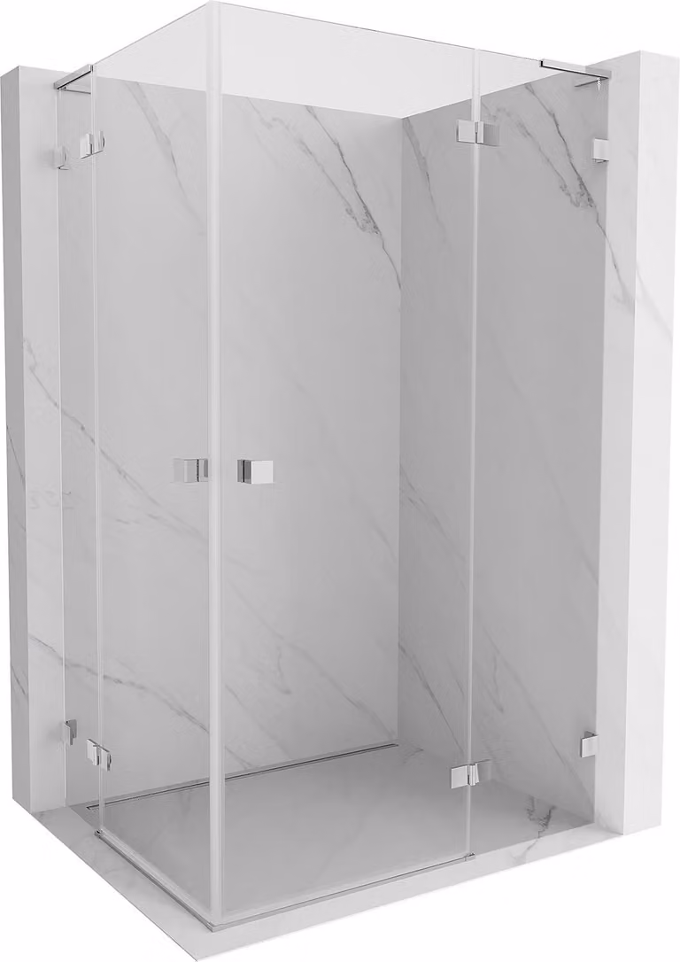 Mexen Lunar L Duo cabina doccia a battente destra 95 x 80 cm, trasparente, cromo - 834L-095P-080L-01-00