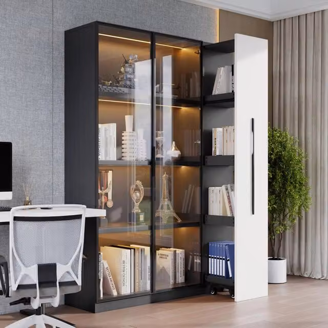Mobile da bagno, mobile da sala da pranzo, mobile multifunzionale, 110,5 x 35 x 160 cm, illuminazione a LED, cassetti laterali estraibili, mobile su ruote