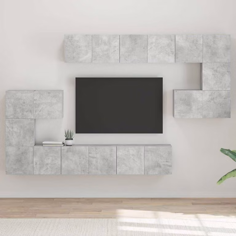 vidaXL Set di Mobili Porta TV Moderno in Legno e MDF Grigio con Compartimenti Media, L/P/H: 60 x 30 x 30 cm