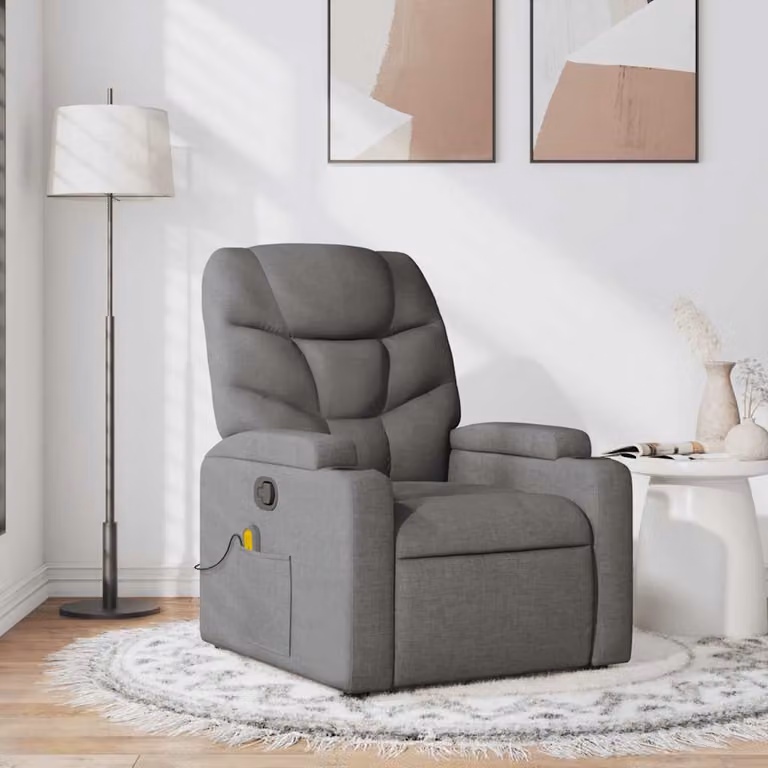 vidaXL Poltrona Reclinabile Relax in Tessuto Grigio con Braccioli