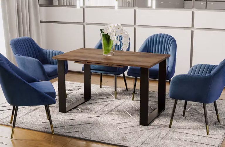 Endo-Möbel tavolo da pranzo Cora 130cm - 210cm tavolo allungabile tavolo da cucina in metallo (rovere monastero)