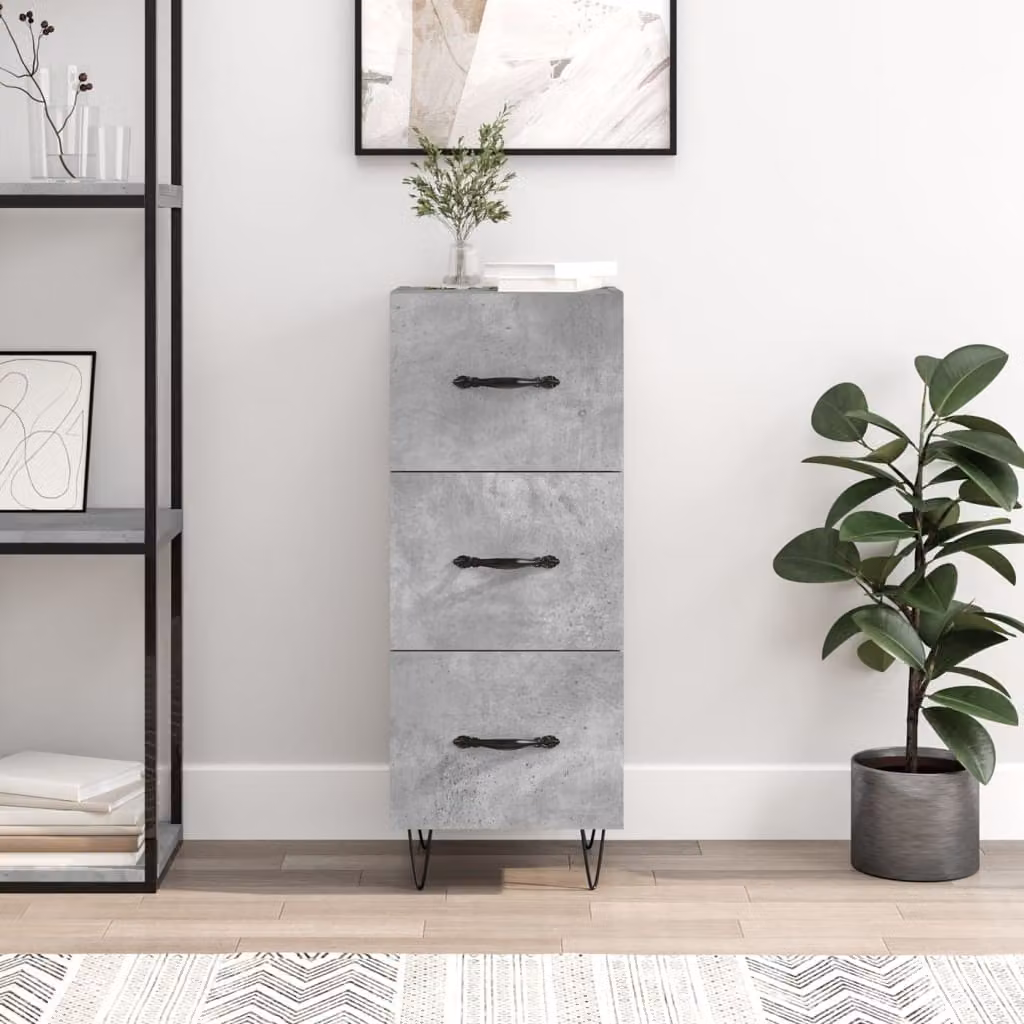 Credenza moderna vidaXL in legno e metallo, Grigio, L 34,5 cm x P 34 cm x H 90 cm, da appendere a parete