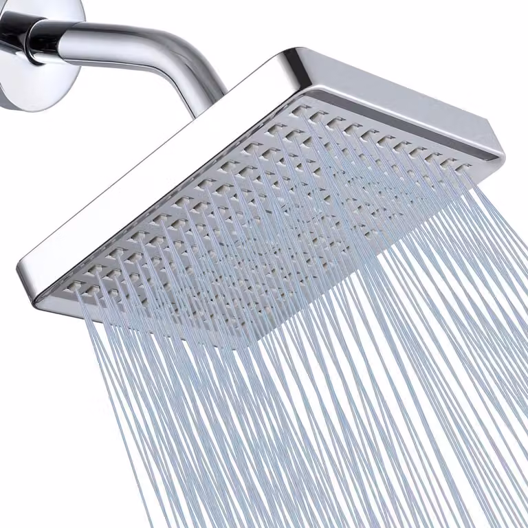 Doccia alta pressione, soffione quadrato, regolabile, cromato lucido, 15 cm