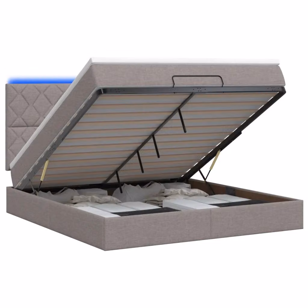 Letto Ottomano con Materasso vidaXL in Tessuto con Illuminazione LED e Porte USB L/P: 180 x 200 cm – 2