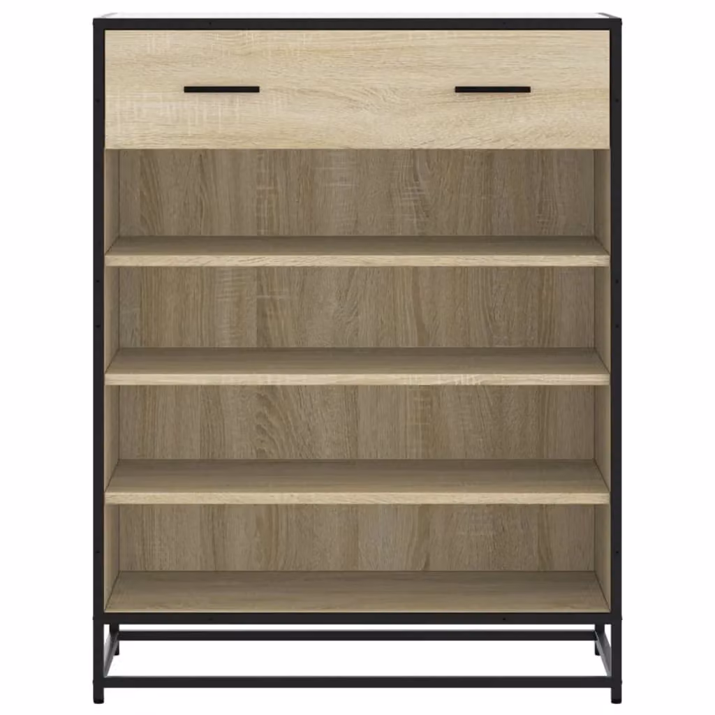 Scarpiera moderna HELLOSHOP26 in legno composito e metallo, colore marrone, con ante a battente e ripiani interni, L: 75 cm, P: 38 cm, H: 97,5 cm – 2