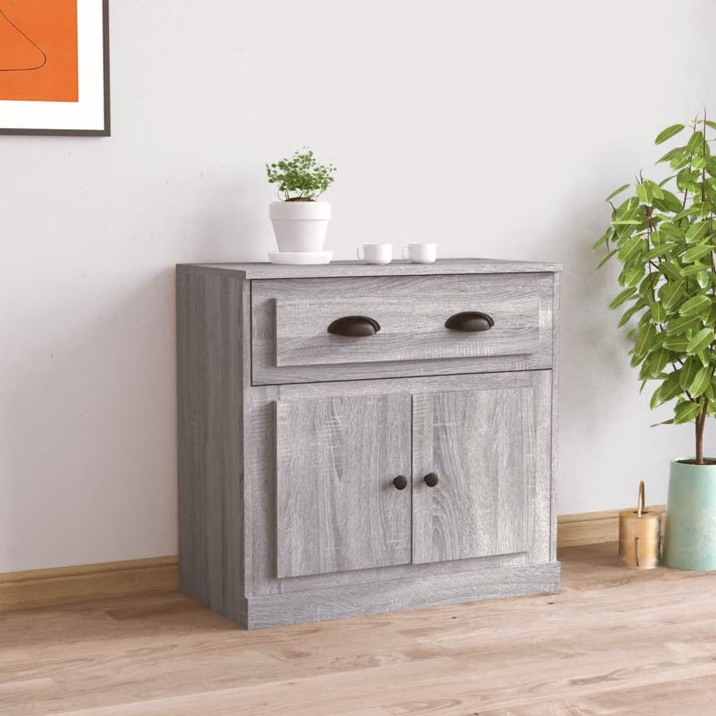 Credenza vidaXL in Legno Multistrato e MDF, Grigio Sonoma, L 70 cm x P 35,5 cm x H 67,5 cm
