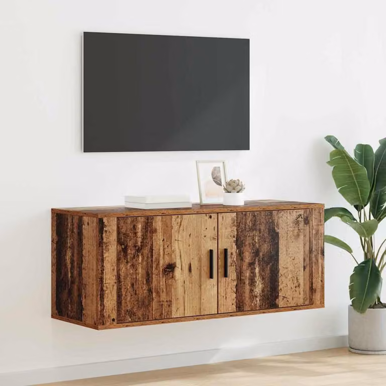 Mobile TV da parete vidaXL in legno vecchio marrone L 100 cm, P 34,5 cm, H 40 cm