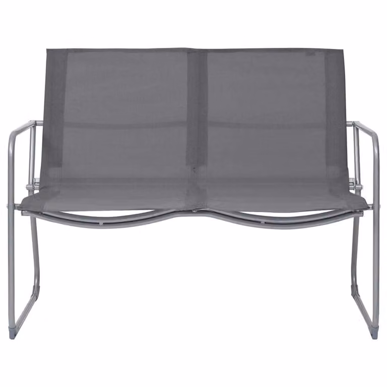 Set Divano da Giardino 4 pz in Tessuto e Acciaio Grigio