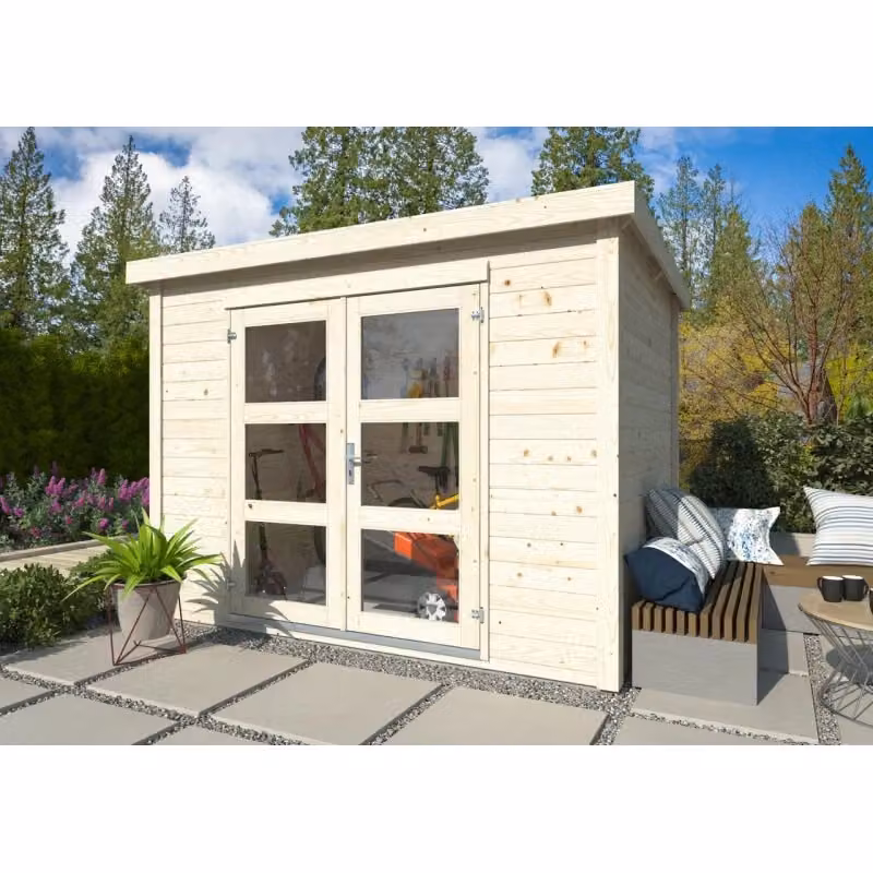 Casetta da giardino in legno Olivia 1 Esterni da Vivere, colore beige, L 280 cm x P 184 cm, pareti 19 mm, superficie 5 m² – 2