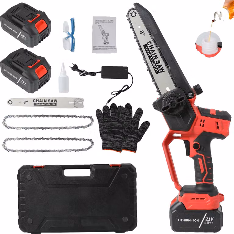 Motosega, guida da 8 pollici, motore brushless, con 2 batterie