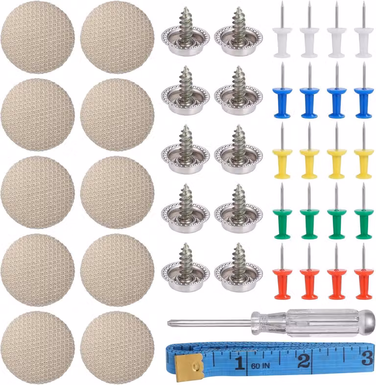 Kit di riparazione per il rivestimento interno dell'auto, composto da 65 pezzi, color beige, completo di cacciavite e metro a nastro, per l'utilizzo negli interni