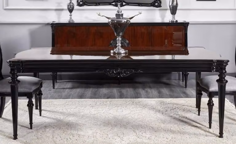 Casa Padrino tavolo da pranzo barocco nero 220 cm - Sontuosi mobili da sala da pranzo barocchi