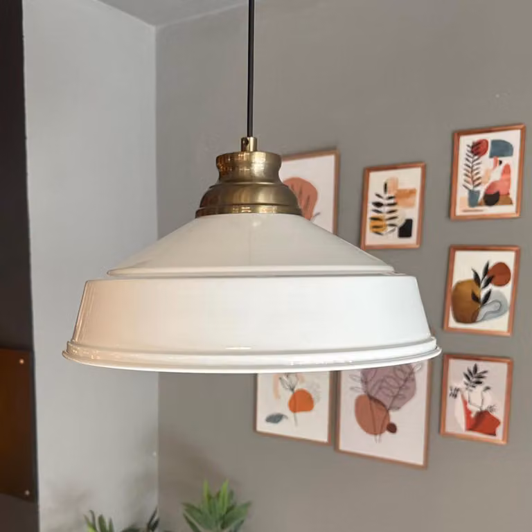 Lampada a sospensione Asletl Ø35 cm, lampada a sospensione industriale in metallo bianco-bianco