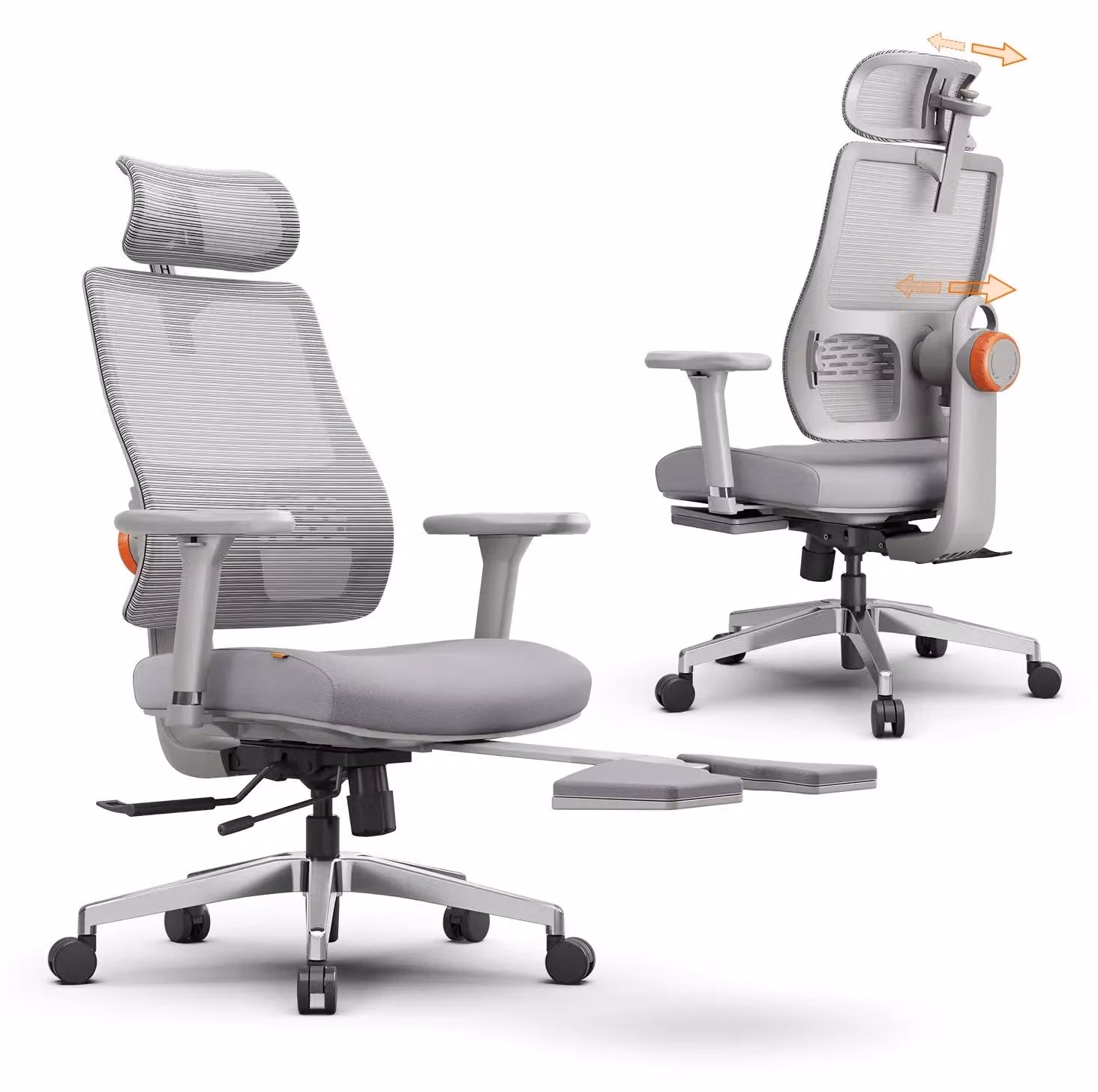 Sedia da ufficio ergonomica - MagicH-GPro/LAPD - Supporto lombare integrato - Braccioli regolabili in 4 direzioni - Poggiatesta regolabile in altezza - Inclinazione regolabile a 96°/126°/136° - Supporto lombare regolabile - Portata massima fino a 136 kg