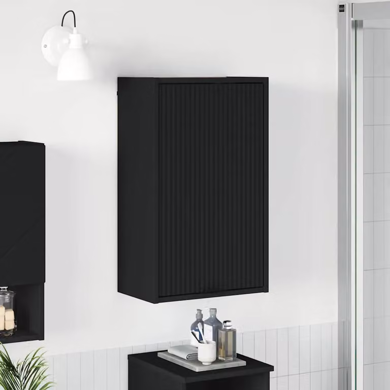 Mobile da bagno moderno vidaXL nero con montaggio a parete L/P/H: 39 x 23,5 x 65 cm